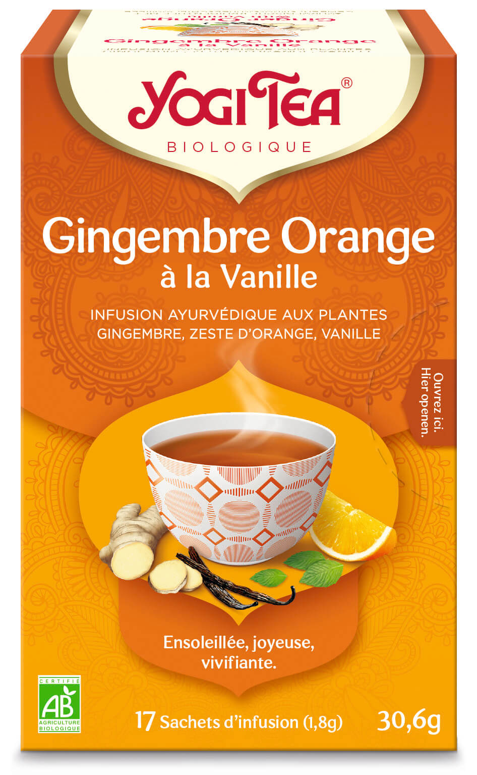Yogi thé Gingembre orange à la vanille bio 17 sachets